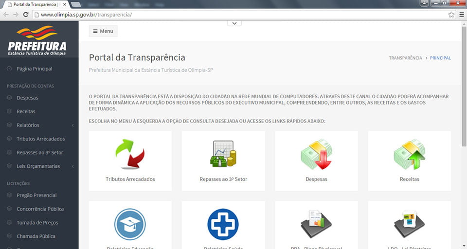 Novo Portal da Transparência da Prefeitura de Olímpia já ...