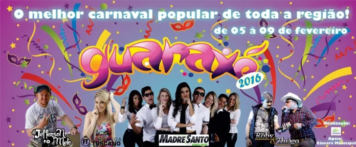 Saiu a programação oficial do Guaraxé 2016, considerado o melhor carnaval da região