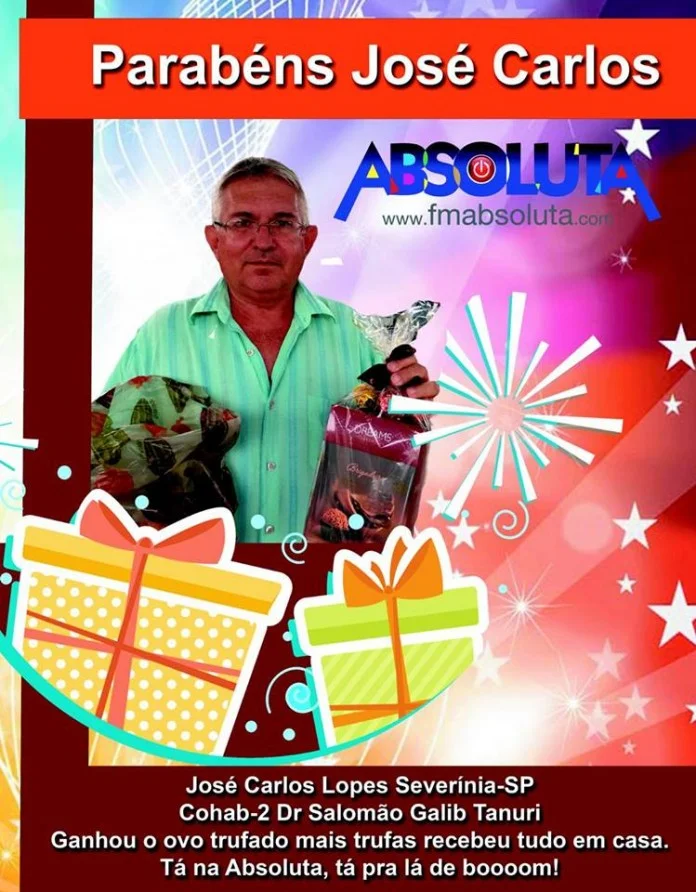 Absoluta FM sorteia Ovo de Páscoa para ouvinte de Severínia