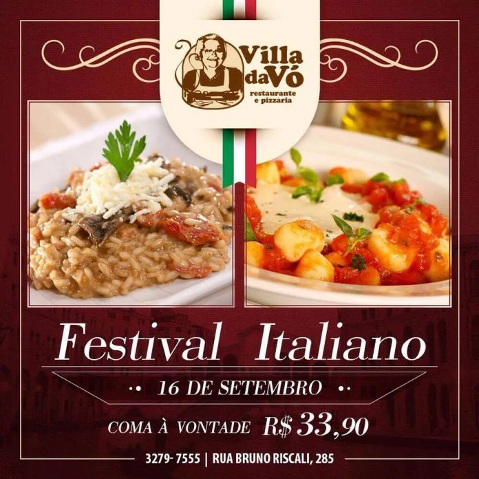 Festival Italiano no Villa da Vó nesta sexta-feira