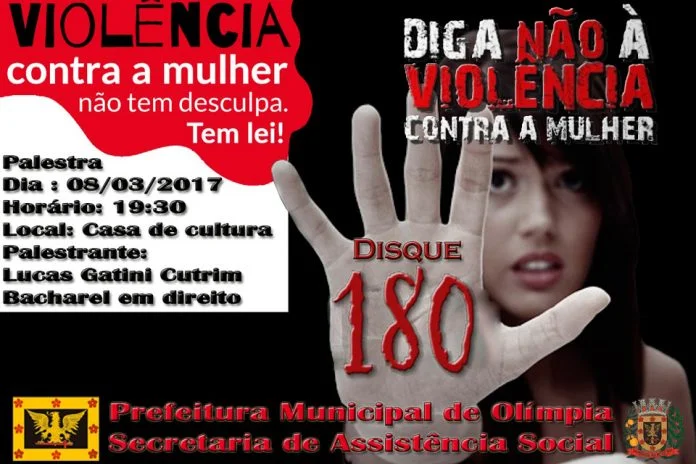Violência doméstica será tema de palestra no Dia Internacional da Mulher