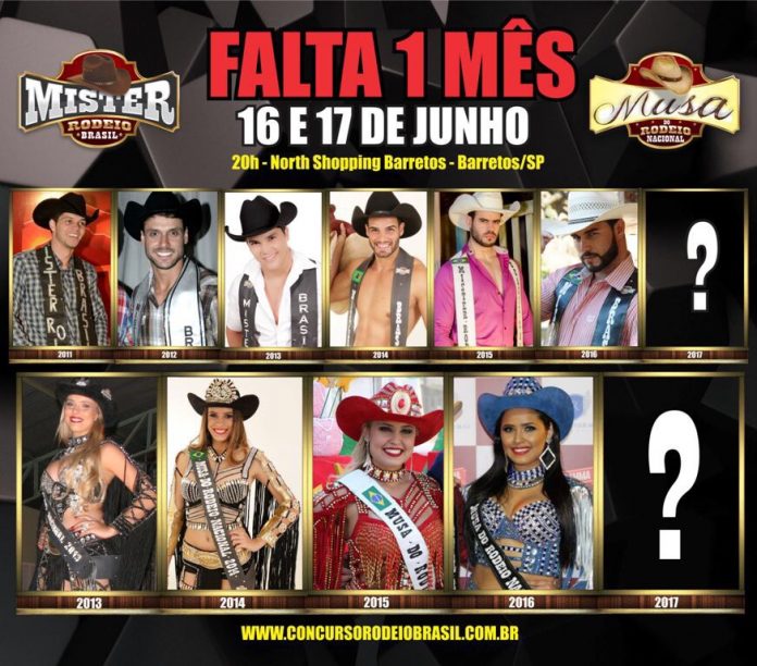 Mister Rodeio Brasil e Musa do Rodeio Nacional 2017 serão eleitos em Barretos no dia 17