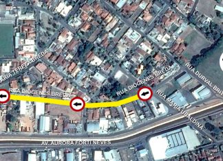 Trecho da Diógenes Breda passa a ter sentido único de direção devido obras