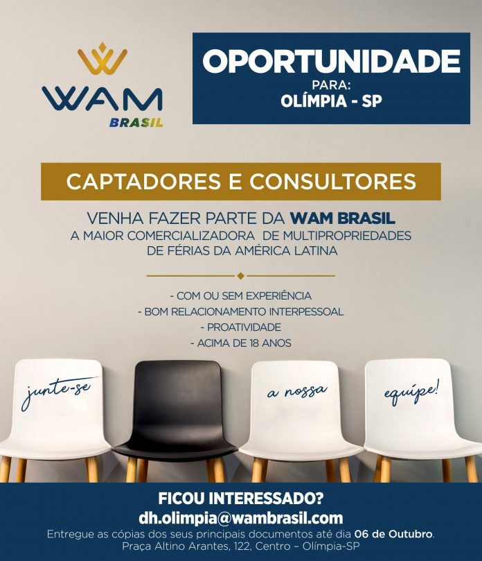 WAM abre vagas até domingo para consultores e captadores