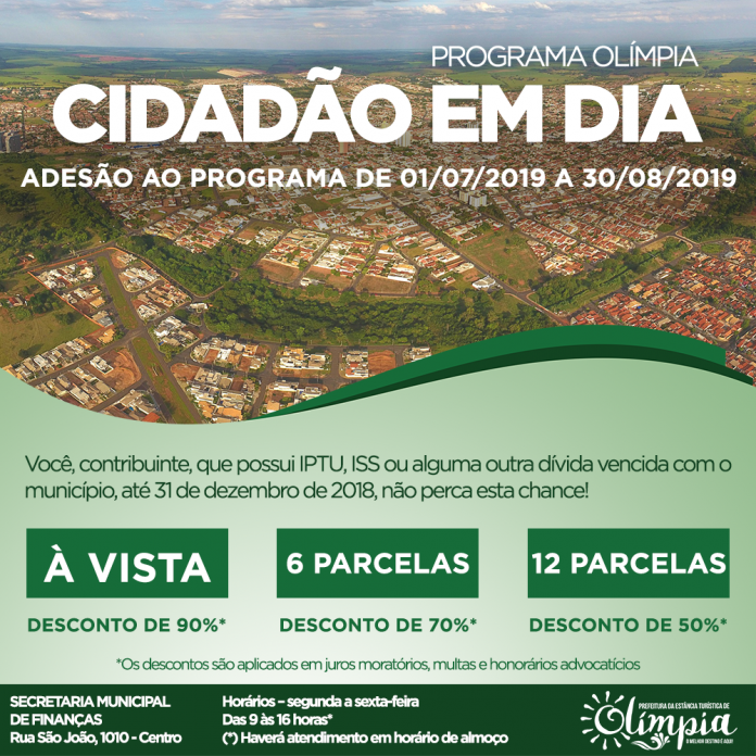 Contribuinte em débito com a Prefeitura tem até sexta (30) para regularizar com descontos