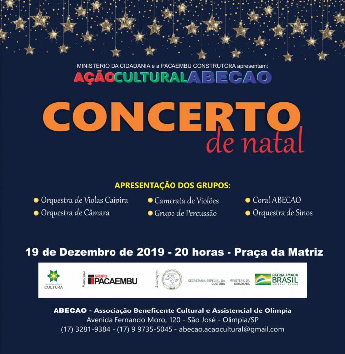 ABECAO realizará Concerto de Natal na Praça dia 19, na Praça da Matriz, à noite
