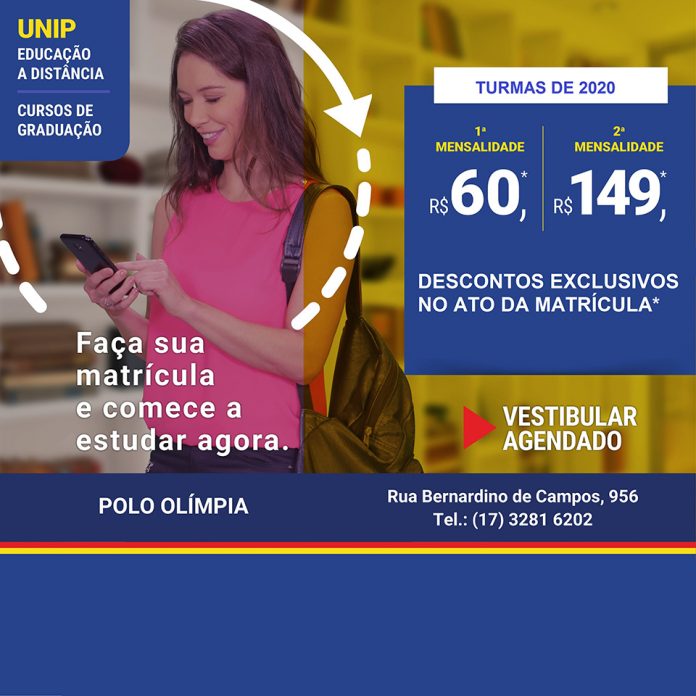 UNIP Polo Olímpia abre processo seletivo com descontos para cursos de graduação e de curta duração