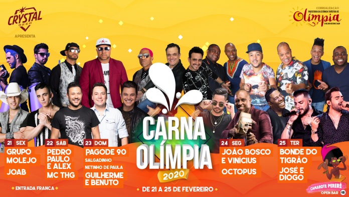 Confira todos os detalhes do CarnaOlímpia: artistas, desfiles, camarote, matinês