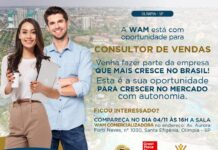 É hoje! WAM fará recrutamento para Consultor de Vendas