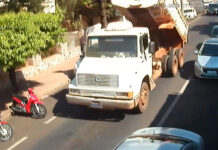 Pane na Internet: vídeo mostra caminhão trafegando com caçamba aberta e rompendo fibras óticas