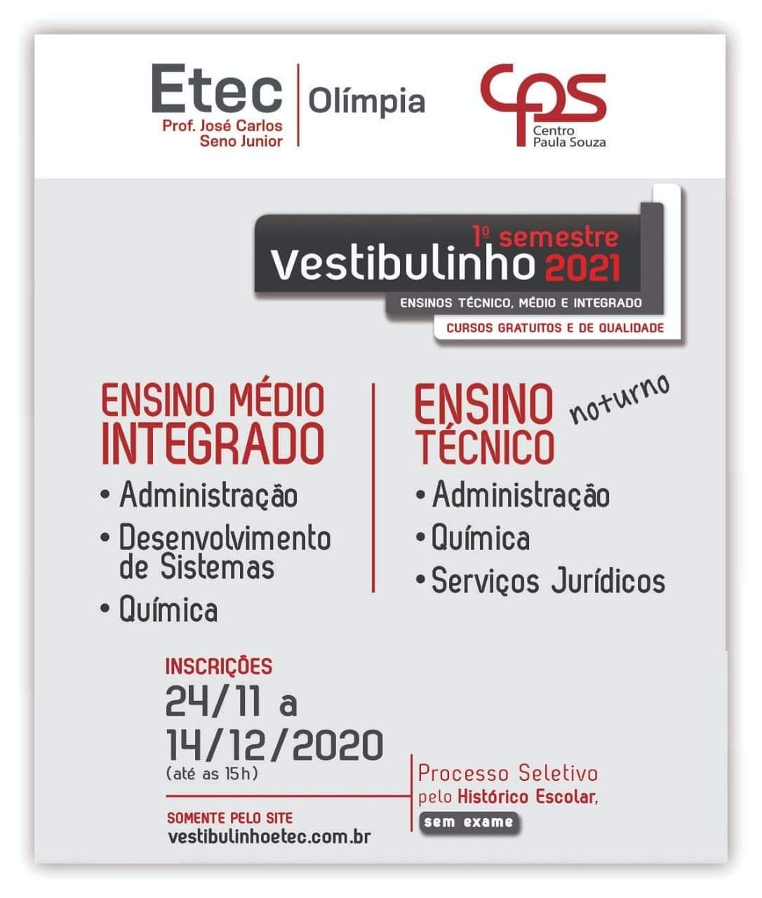 Vestibulinho da Etec - Inscrição foi prorrogada 