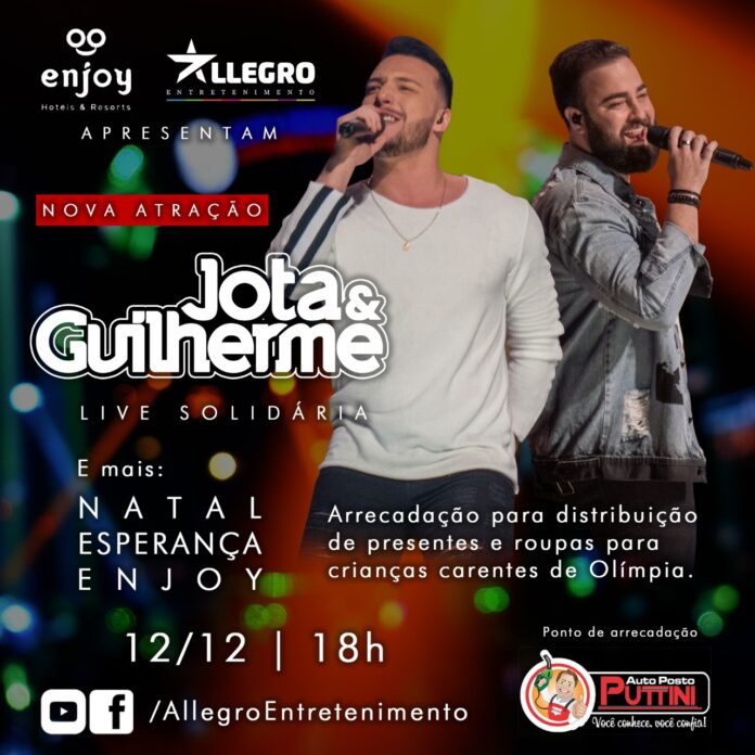 Live Solidária em prol do Natal de crianças carentes no Enjoy, hoje, 18h. Participe. Doe