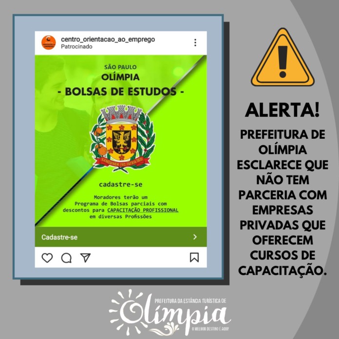 Cuidado: Prefeitura não tem vínculo com empresas que oferecem bolsas de estudos