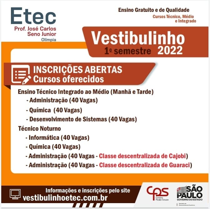 Matrículas para aprovados no Vestibulinho da ETEC começa nesta sexta-feira  ‹ O Regional