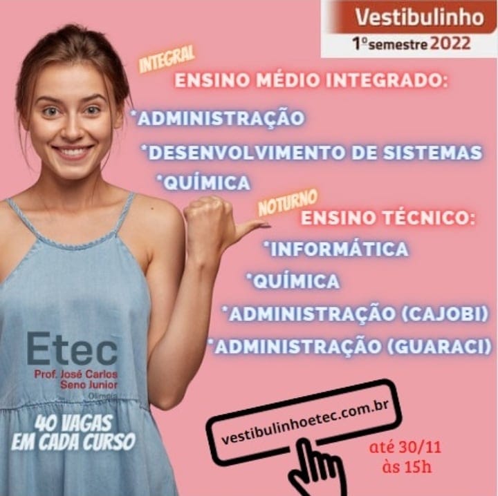 ETEC DIVULGA RELAÇÃO DE CURSOS PARA VESTIBULINHO 1° SEM/2019