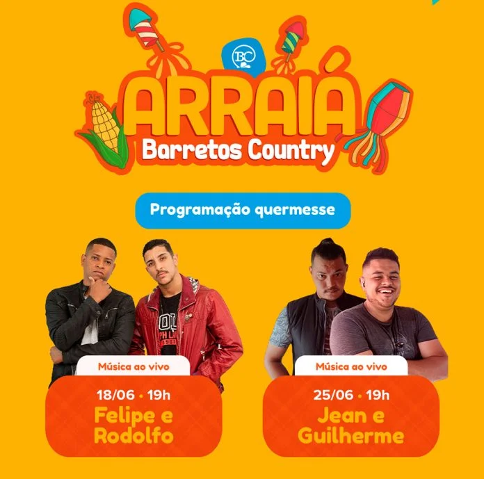 Arraiá Social do Barretos Country show, quadrilha e comida típica