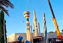 Guindaste não suporta peso e derruba torre do OrionVerso. Sem vítimas