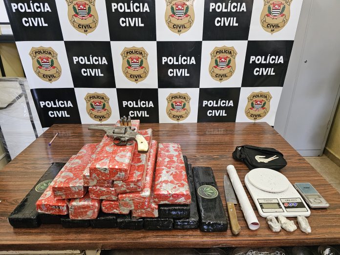 Polícia Civil prende homem com quase 15 kg de maconha e arma em Olímpia