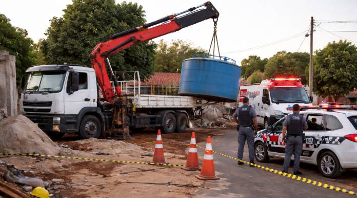 Acidente de trabalho termina em morte durante içamento de caixa d’água