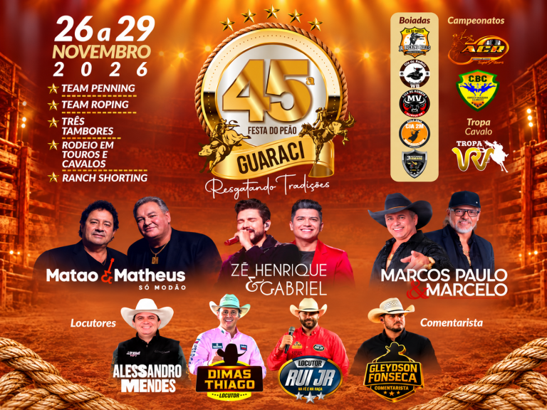 Festa do Peão de Guaraci volta com rodeio e shows dia 26