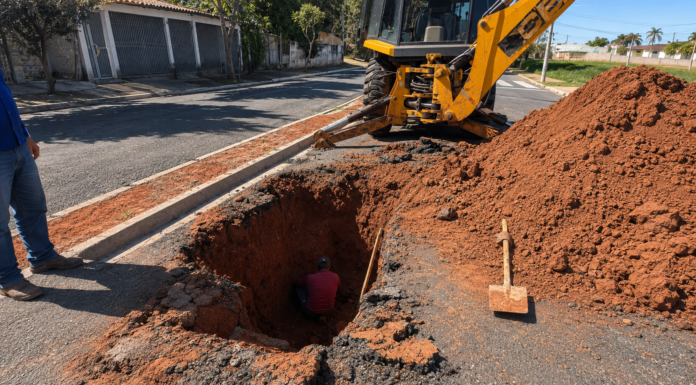 Rompimento de galeria provoca fissuras na Avenida Menina Moça