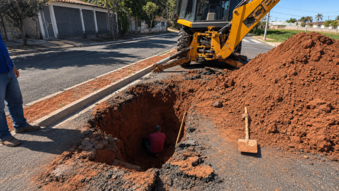Rompimento de galeria provoca fissuras na Avenida Menina Moça