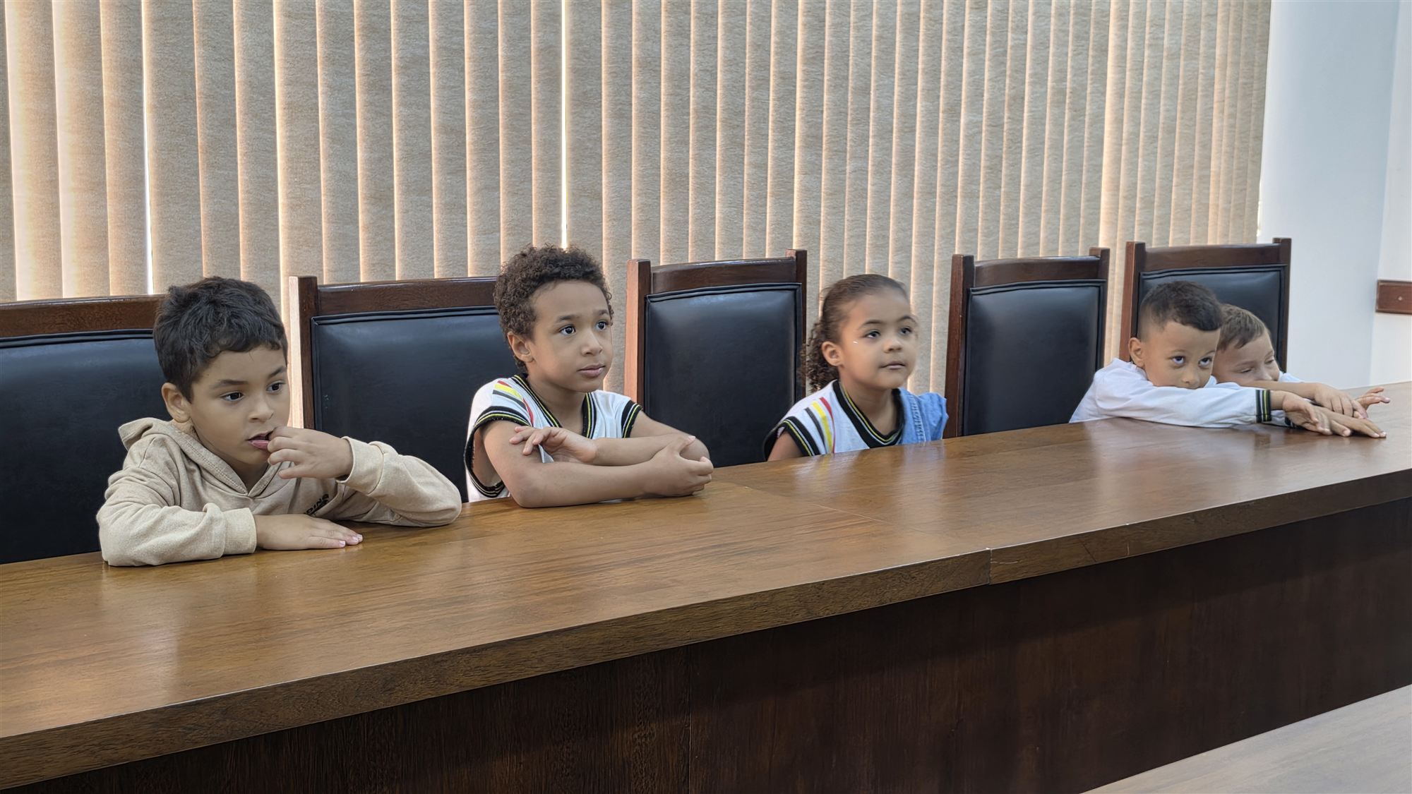 Alunos da escola Ribeiro dos Santos durante visita à Câmara Municipal de Olímpia