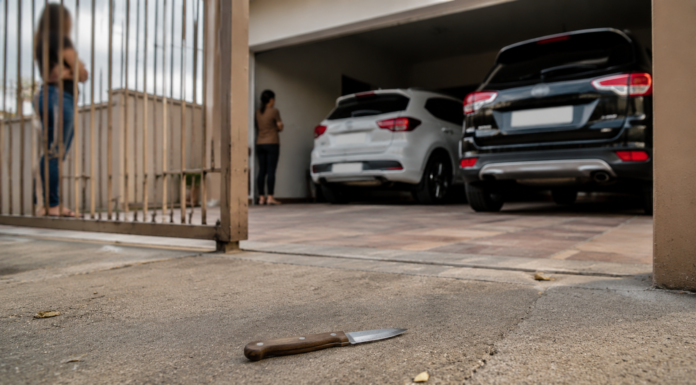 Mulher ameaça vizinha com faca e atinge dois carros com pedras